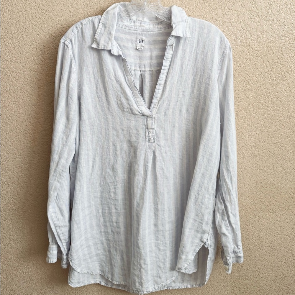 GAP Light Blue Striped Linen Shirt/Cover Up